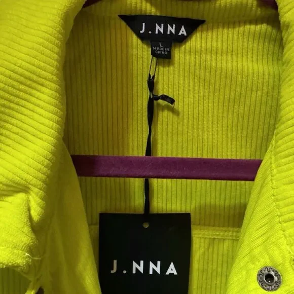 J.NNA Chartreuse Corded Snap Down High Low Shacket – Size Large NWT - Picture 9 of 16